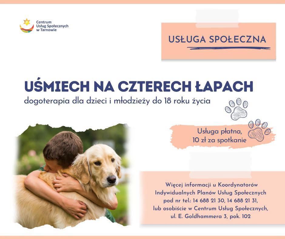 Dogoterapia dla dzieci w Tarnowie. Zapisy ruszają