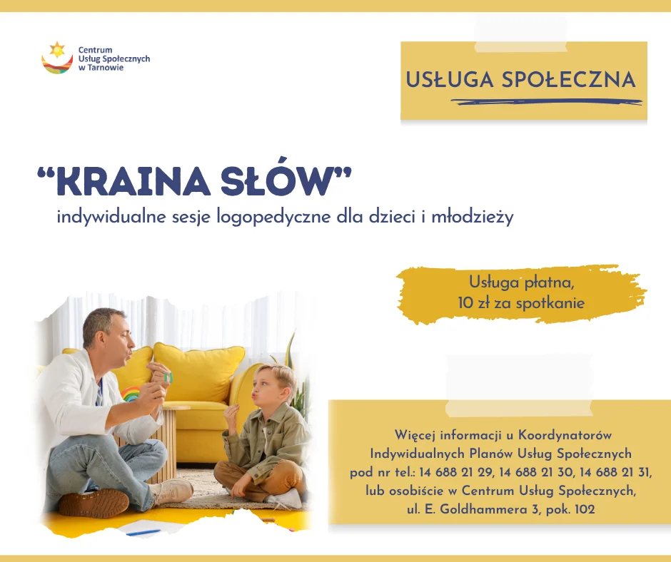 Sesje logopedyczne "Kraina słów" dla dzieci w Tarnowie