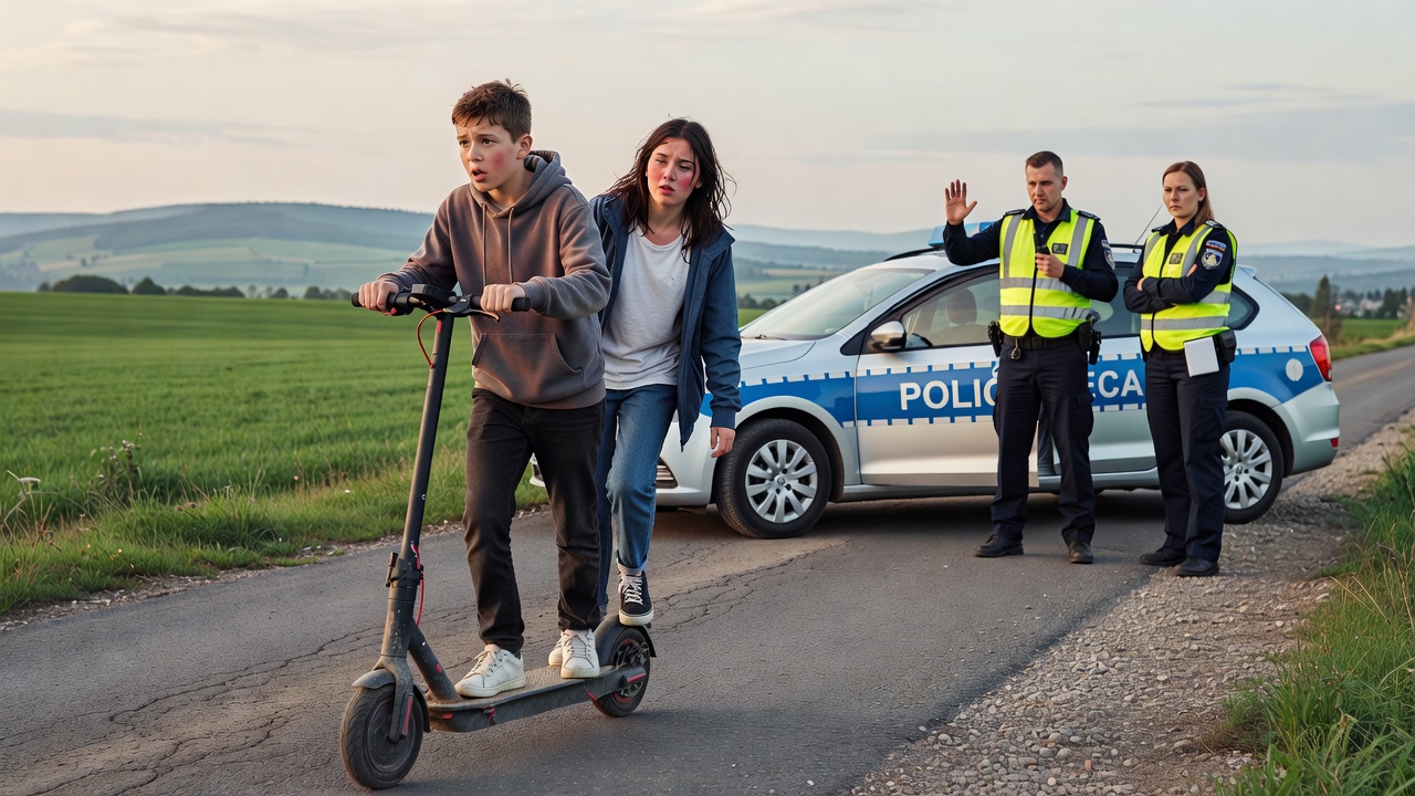 13-latek na hulajnodze przewoził nietrzeźwą koleżankę. Policja przerwała jazdę
