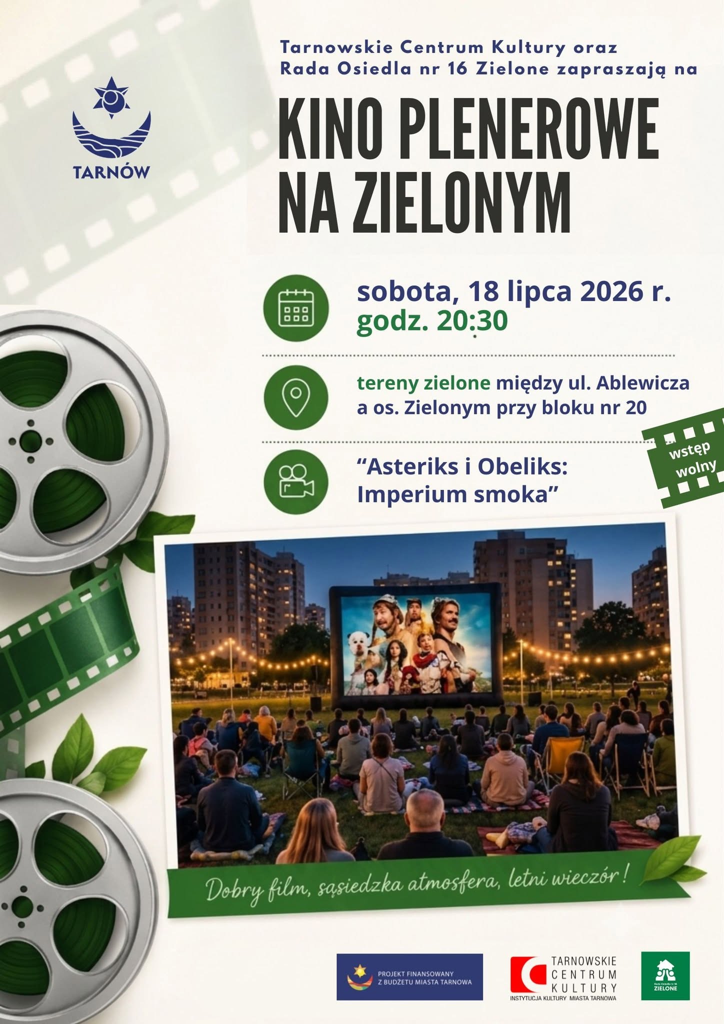 Kino plenerowe na Zielonym. Darmowy seans dla całej rodziny w Tarnowie