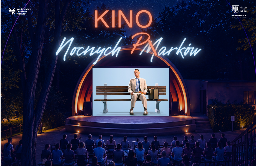 Kino pod gołym niebem w Parku Miejskim Wadowic. Retransmisja "Forresta Gumpa"