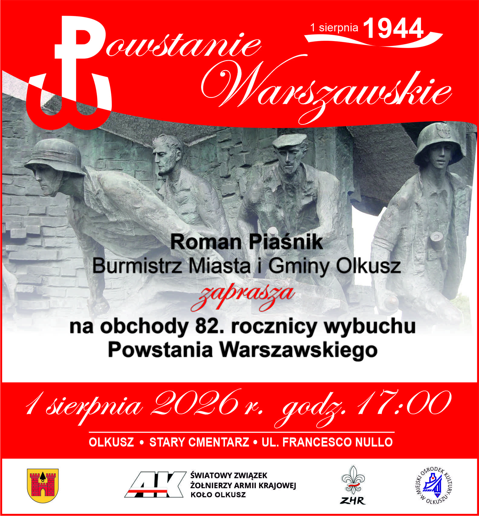 Olkusz uczcił 82. rocznicę wybuchu Powstania Warszawskiego
