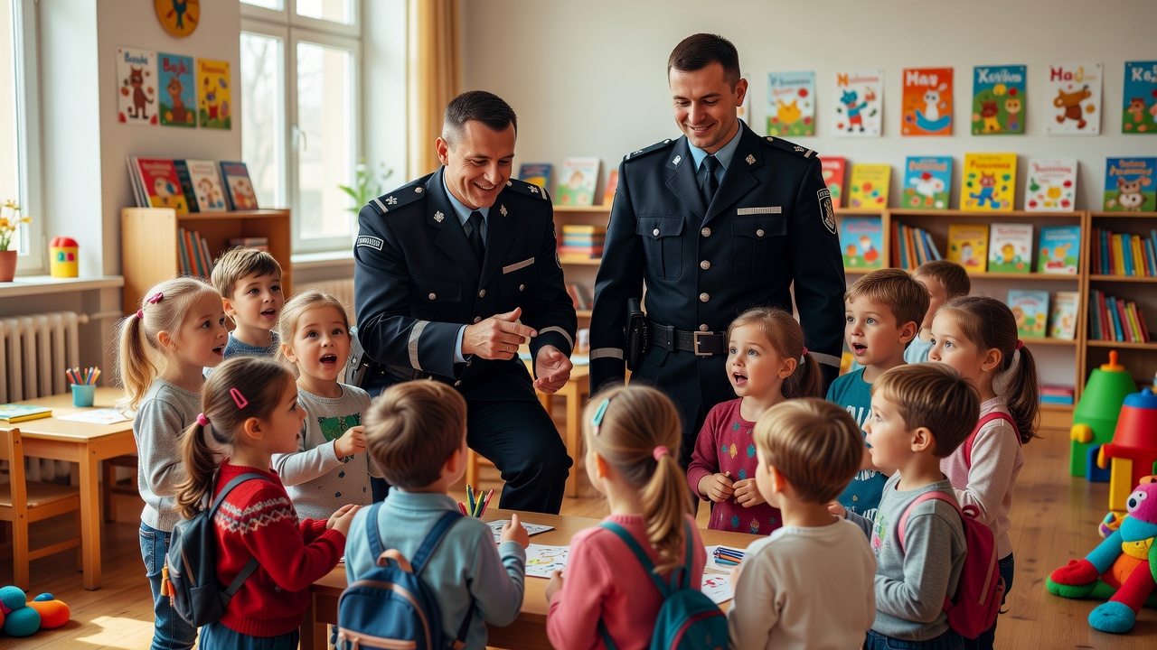 Policjanci z Proszowic odwiedzili przedszkolaki w Koszycach