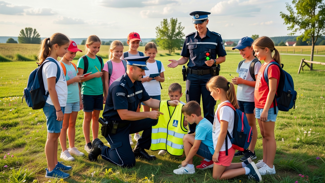 Policjanci z Proszowic udzielali lekcji bezpieczeństwa na półkolonii