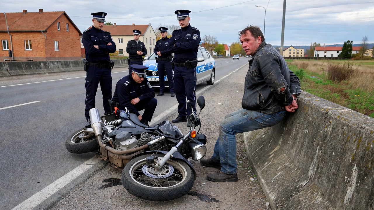 Pościg za pijanym motocyklistą zakończył się wypadkiem w Miechowie