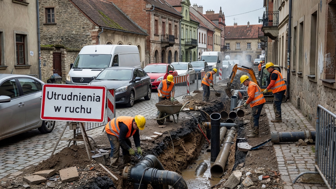 Prace przy kanalizacji deszczowej w Wieliczce. Utrudnienia w ruchu
