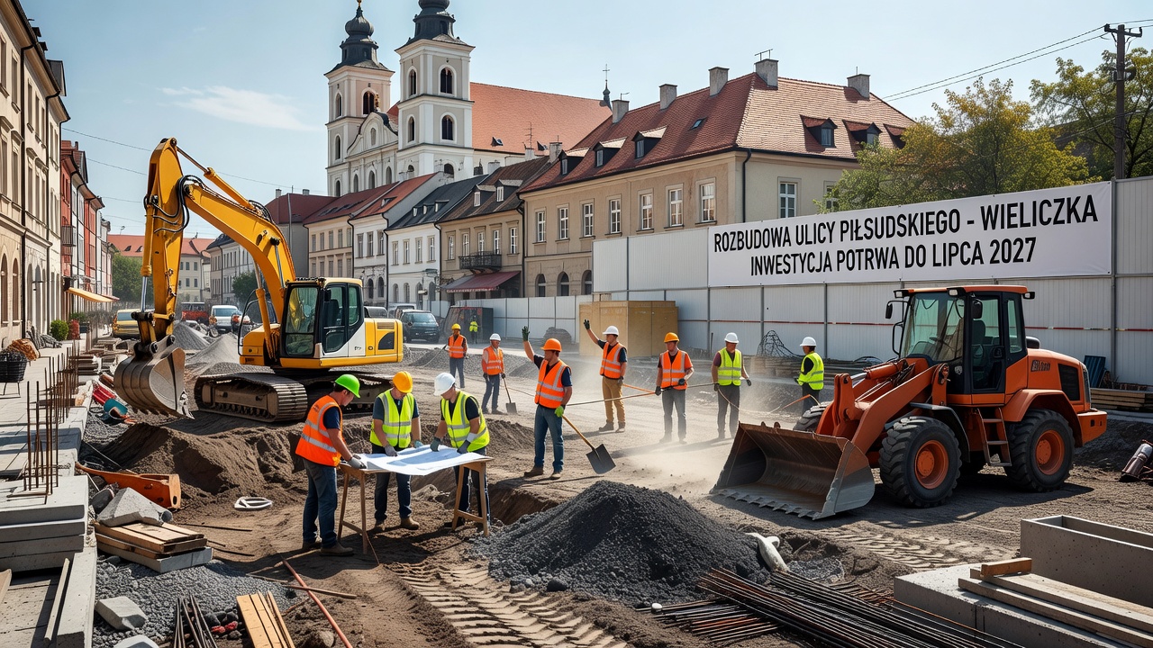 Ruszyła rozbudowa ulicy Piłsudskiego w Wieliczce. Inwestycja potrwa do lipca 2027