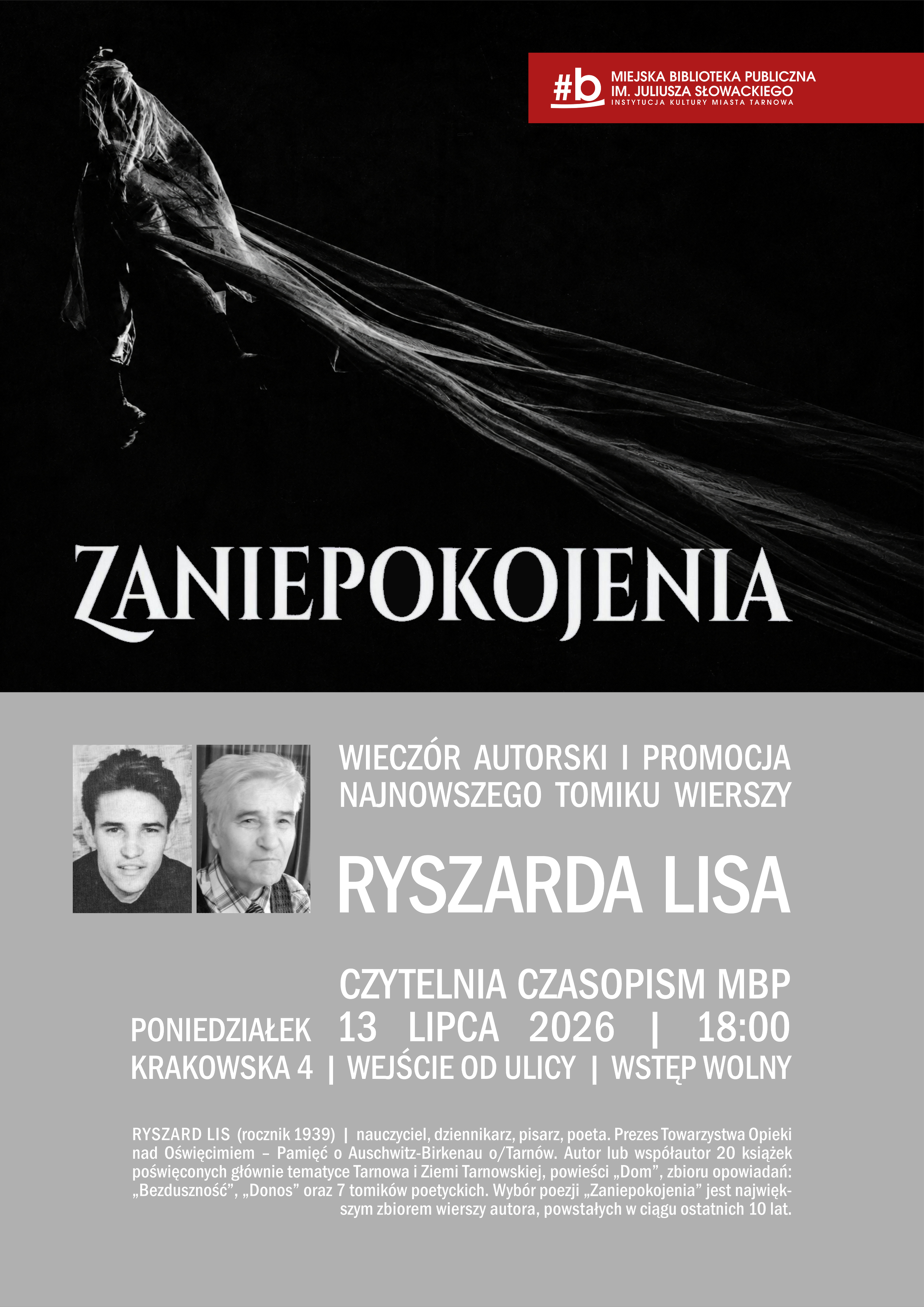 Ryszard Lis zaprezentuje swoją nową książkę "Zaniepokojenia" w Tarnowie