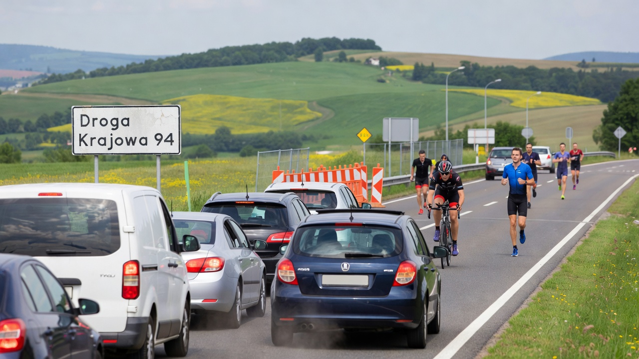 Utrudnienia na drodze krajowej podczas Ironman Kraków-Wieliczka-Bochnia