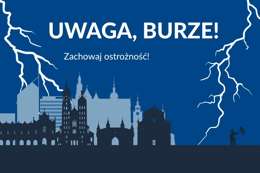 Burze z gradem i porywami wiatru do 90 km/h. Ostrzeżenie dla Małopolski