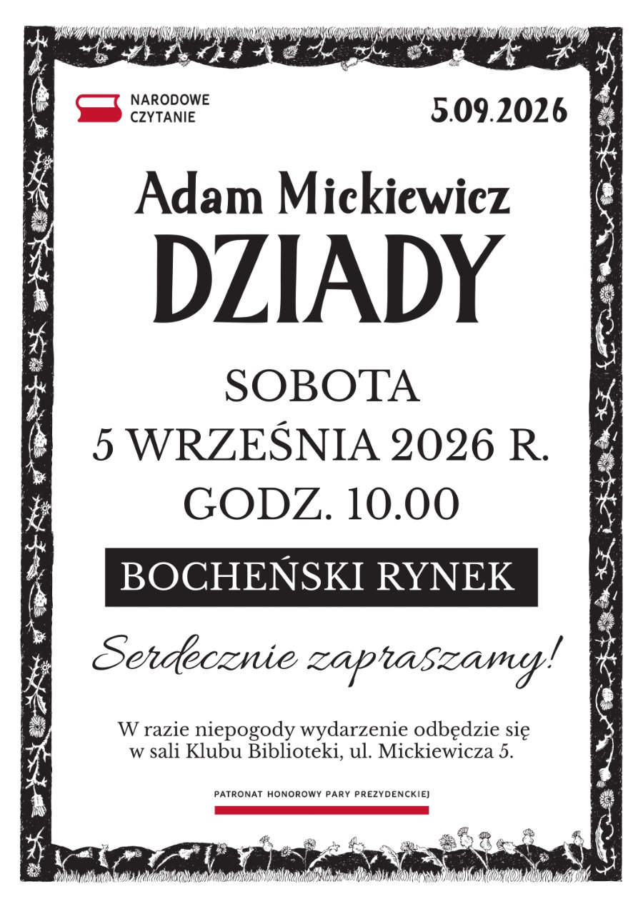 Narodowe Czytanie 2026 w Bochni. "Dziady" Mickiewicza na bocheńskim rynku