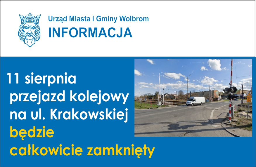 Przejazd kolejowy na ul. Krakowskiej w Wolbromiu zamknięty 11 sierpnia