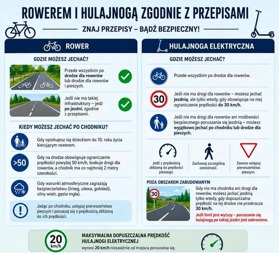 Rowerem i hulajnogą - gdzie możesz jechać i jakie zasady obowiązują?