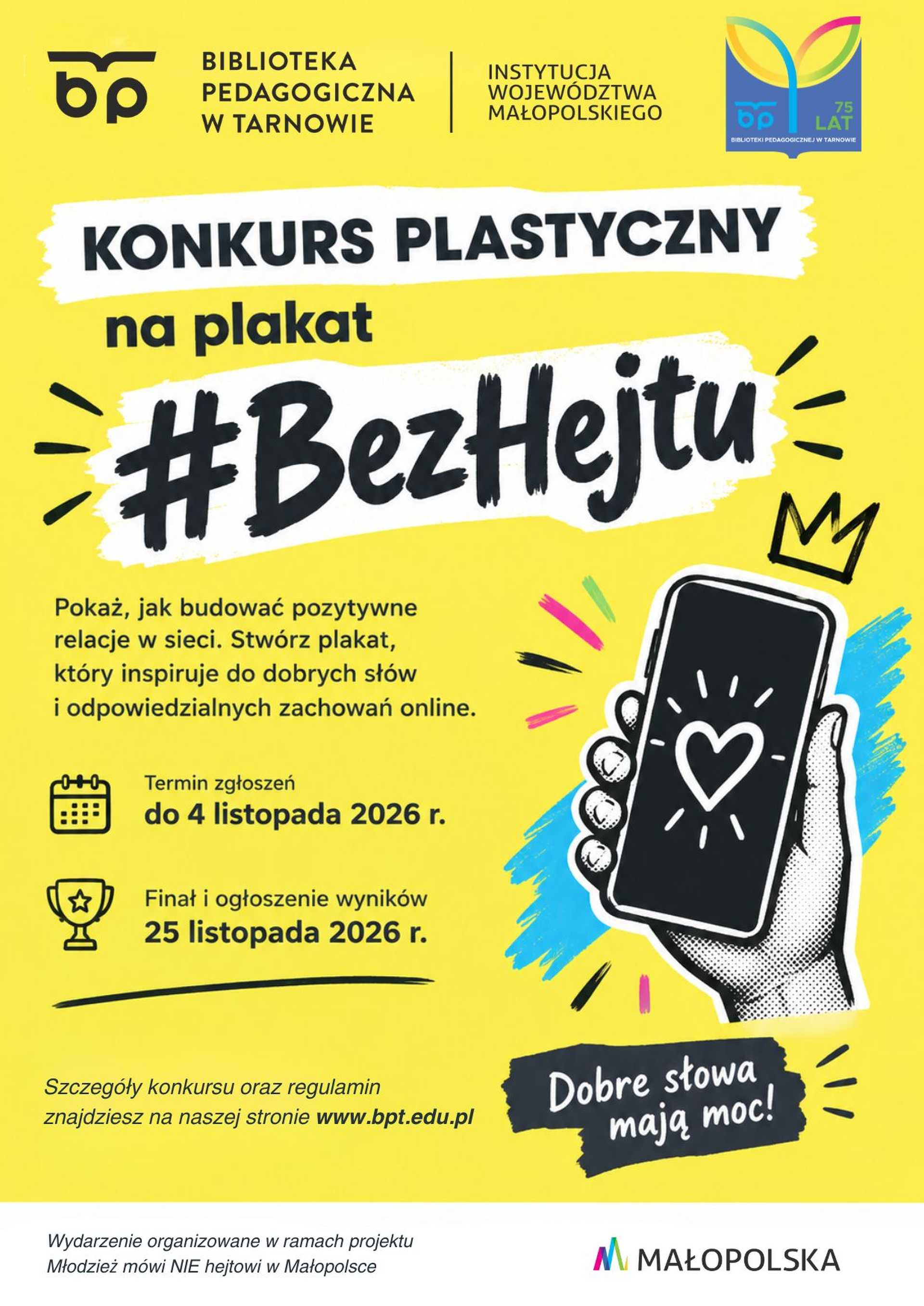 Konkurs plastyczny "#BezHejtu" dla uczniów i zespołów z Tarnowa