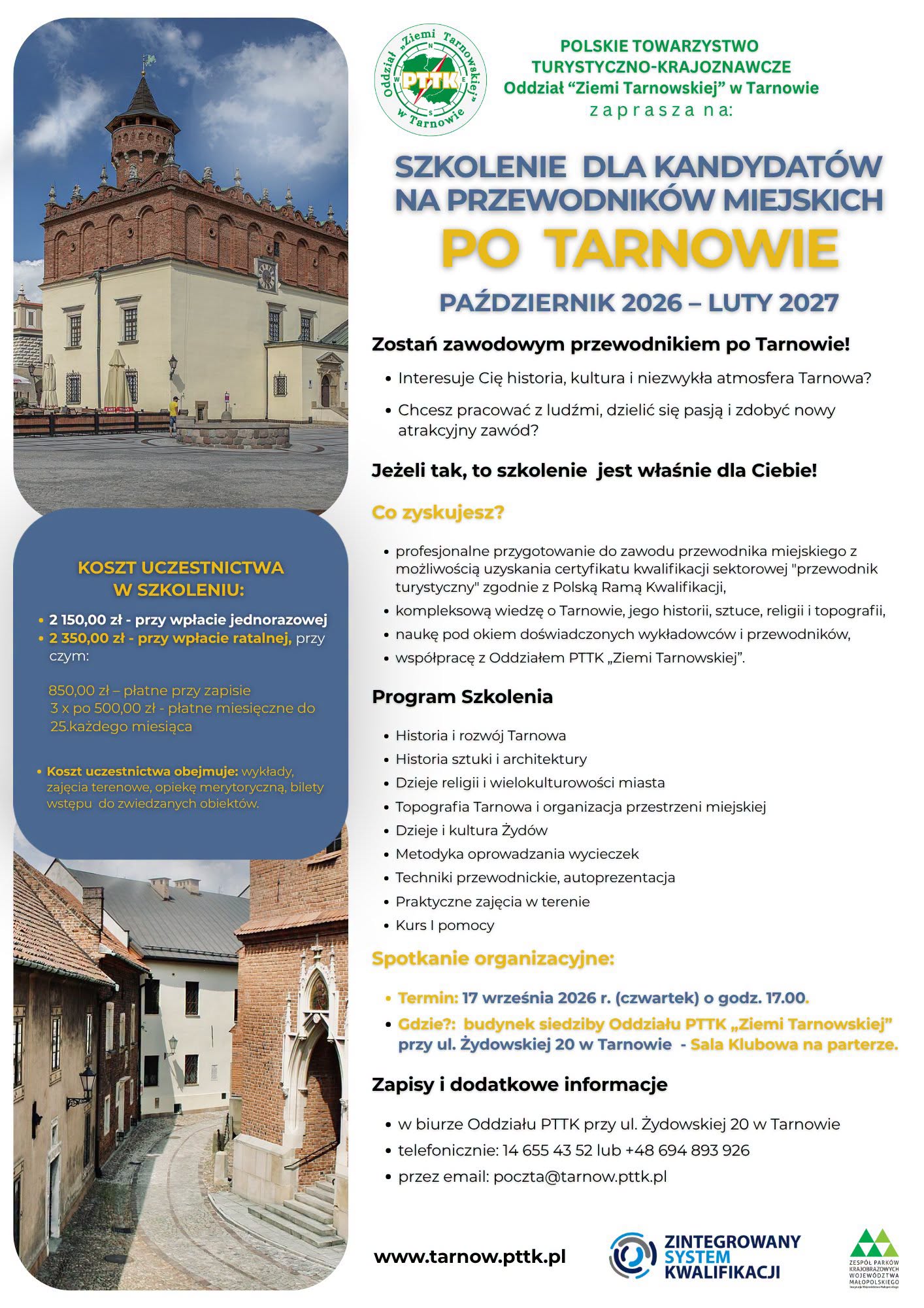 Kurs przewodnika turystycznego w Tarnowie. Zarobisz certyfikat i wiedzę o mieście