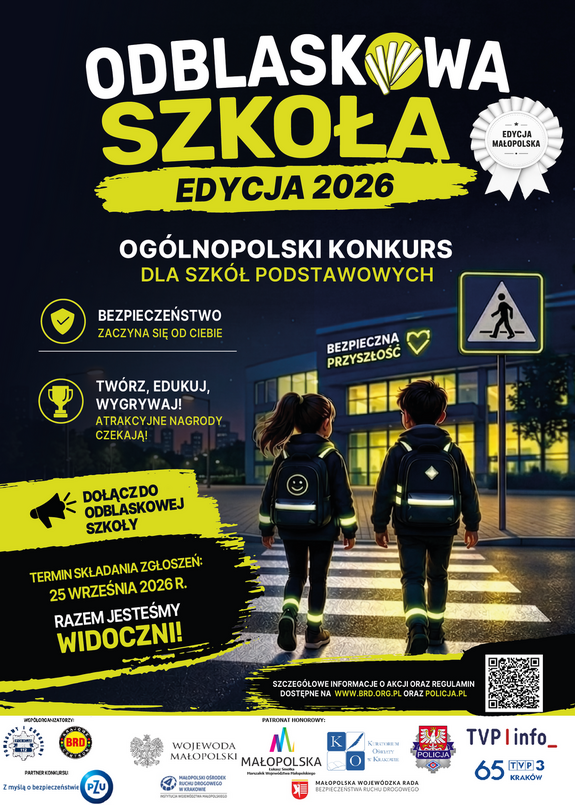 Małopolskie szkoły mogą wziąć udział w konkursie "Odblaskowa Szkoła" 2026