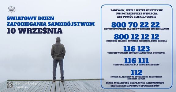 Policja włącza się w Światowy Dzień Zapobiegania Samobójstwom. Każda rozmowa ma znaczenie