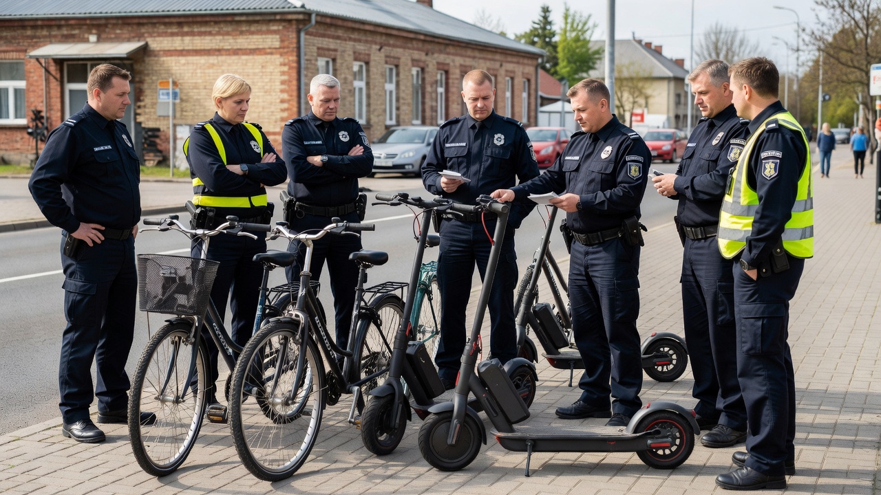 Policjanci z Proszowic szkolili się z przepisów dotyczących rowerów i hulajnóg elektrycznych