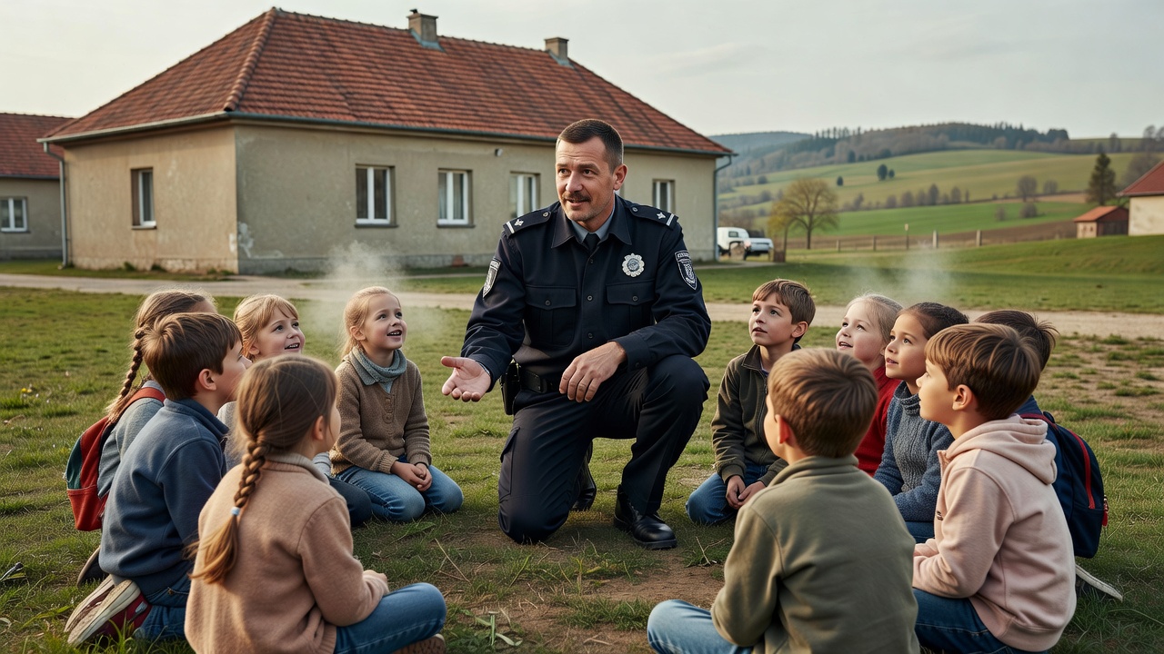 Policjant nauczał dzieci o bezpieczeństwie w Radgoszczy