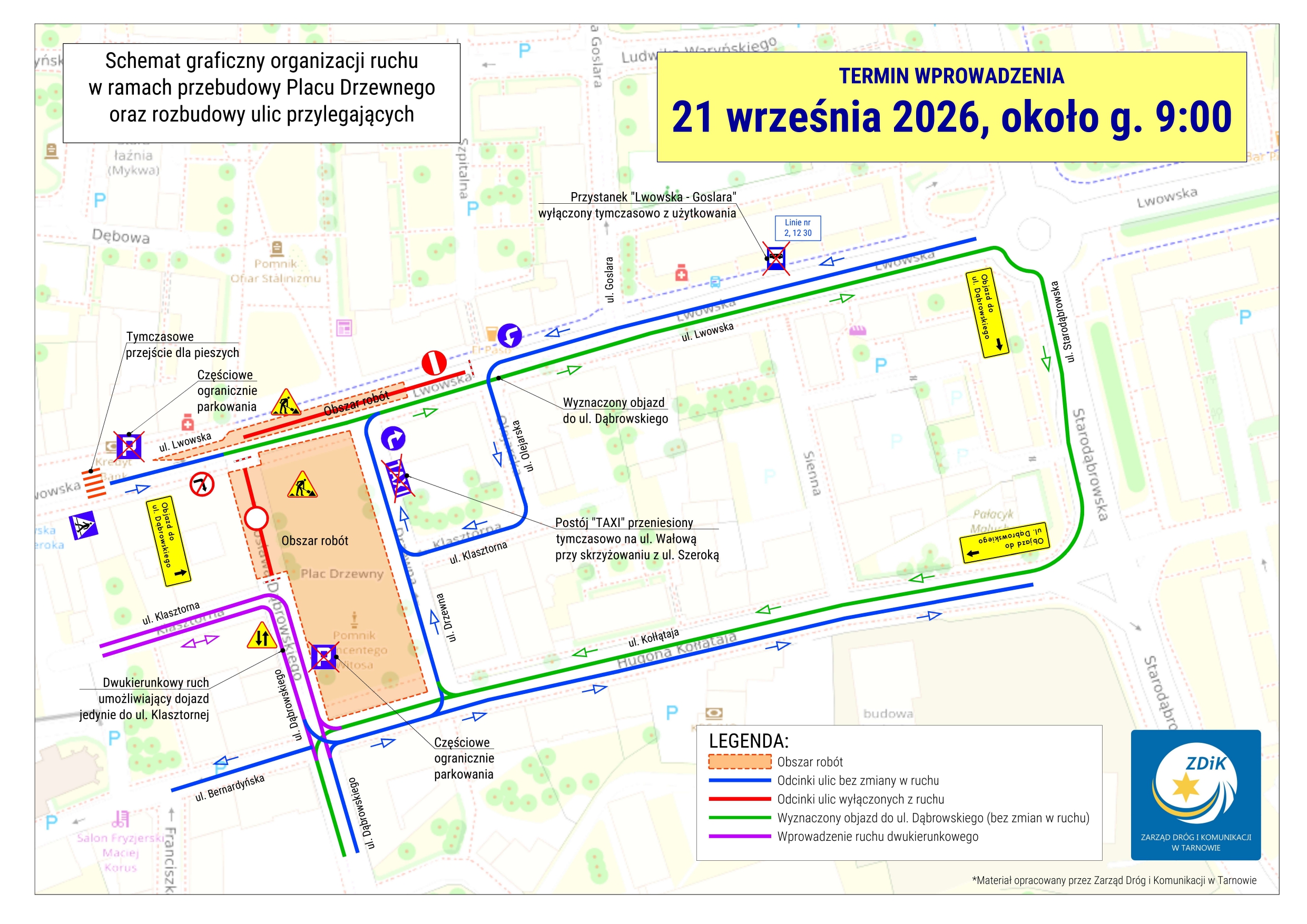 Ruch sparaliżowany przy Placu Drzewnym. Zmiana organizacji ruchu w Tarnowie