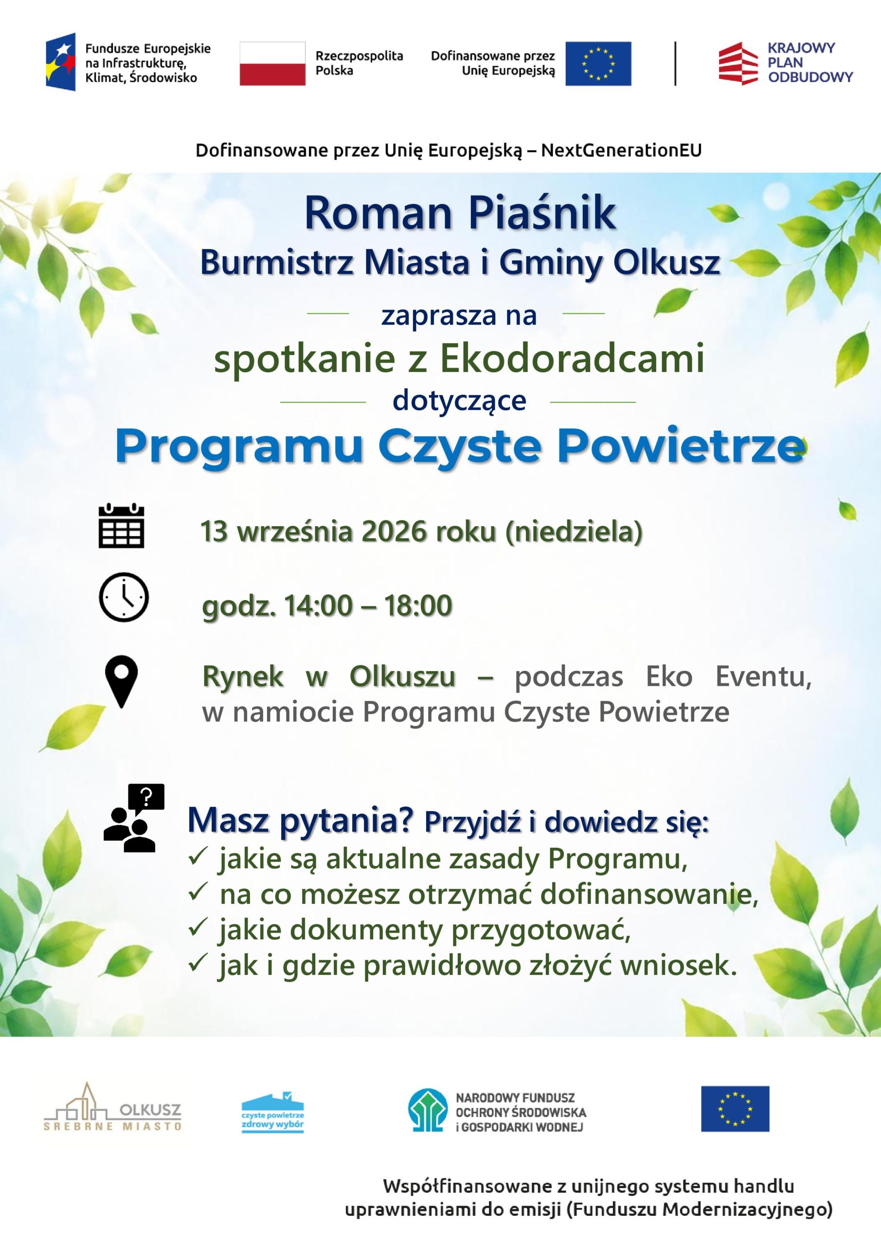 Spotkanie z Ekodoradcami na temat Programu "Czyste Powietrze" w Olkuszu
