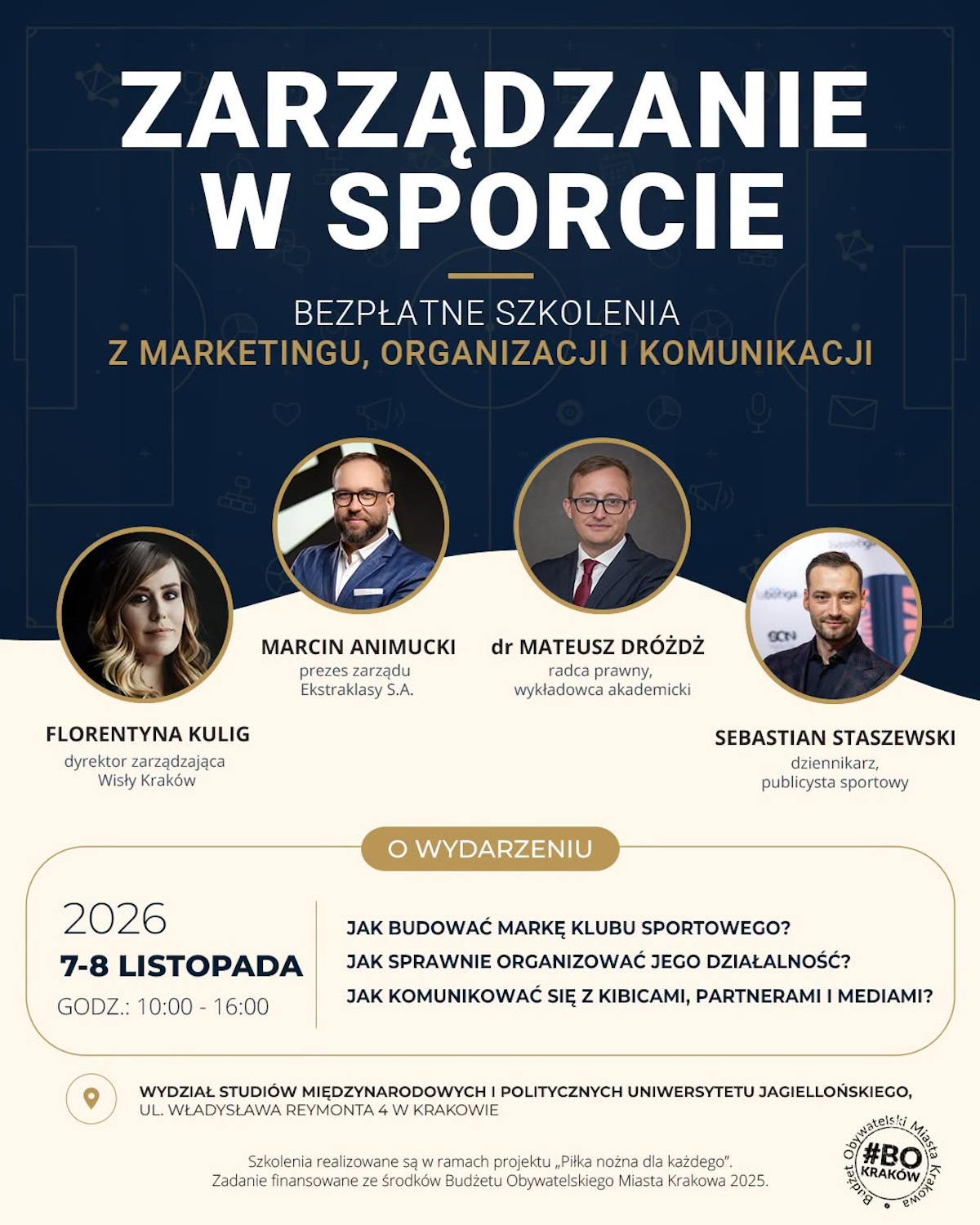 Bezpłatne szkolenia o zarządzaniu w sporcie. MZPN zaprasza krakowian w listopadzie