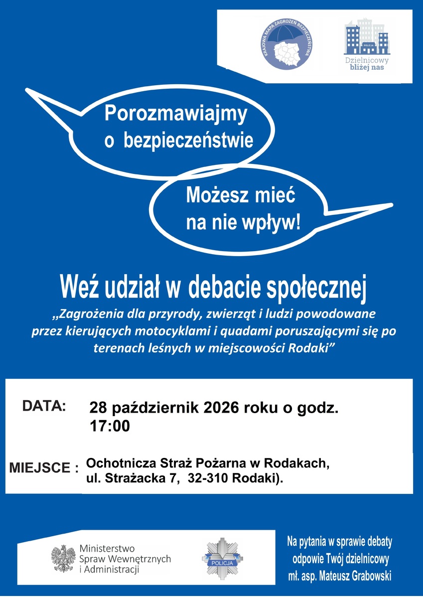 Debata o bezpieczeństwie w Rodakach. Policja zaprasza mieszkańców