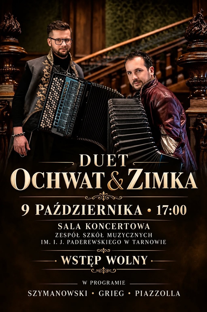 Duet akordeonistów zagra w Zespole Szkół Muzycznych w Tarnowie