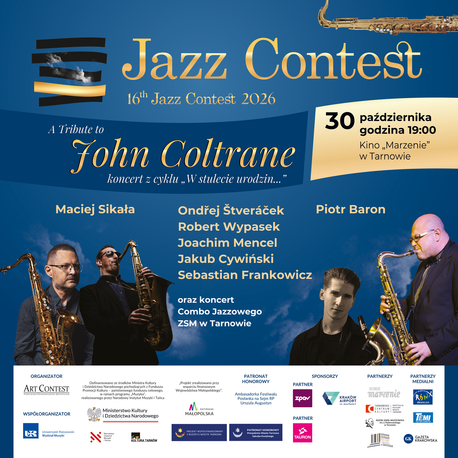 Festiwal Jazz Contest 2026 w Tarnowie. Hołd dla Coltrane'a i Milesa Davisa