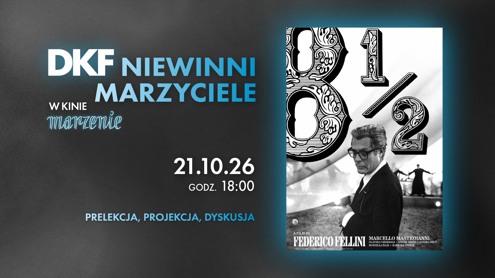"Osiem i pół" Felliniego w Dyskusyjnym Klubie Filmowym