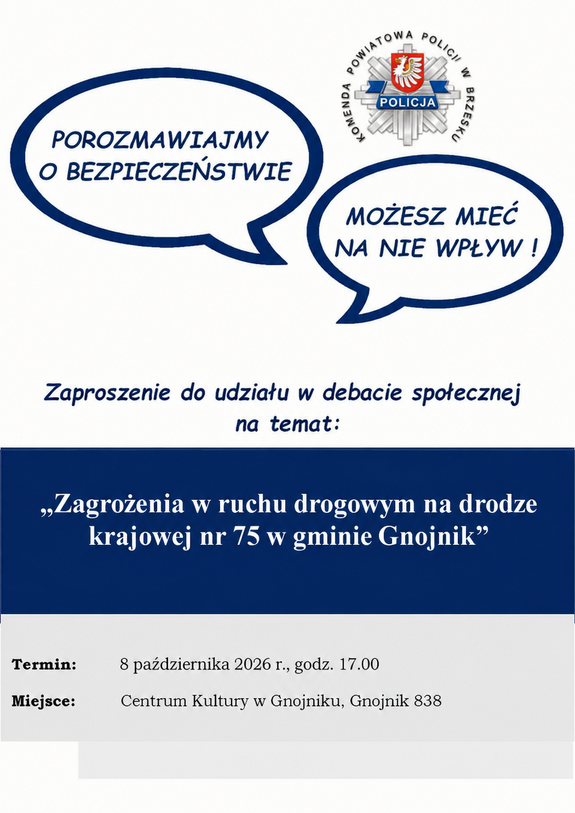 Policja zaprasza na debatę o bezpieczeństwie na drodze krajowej nr 75
