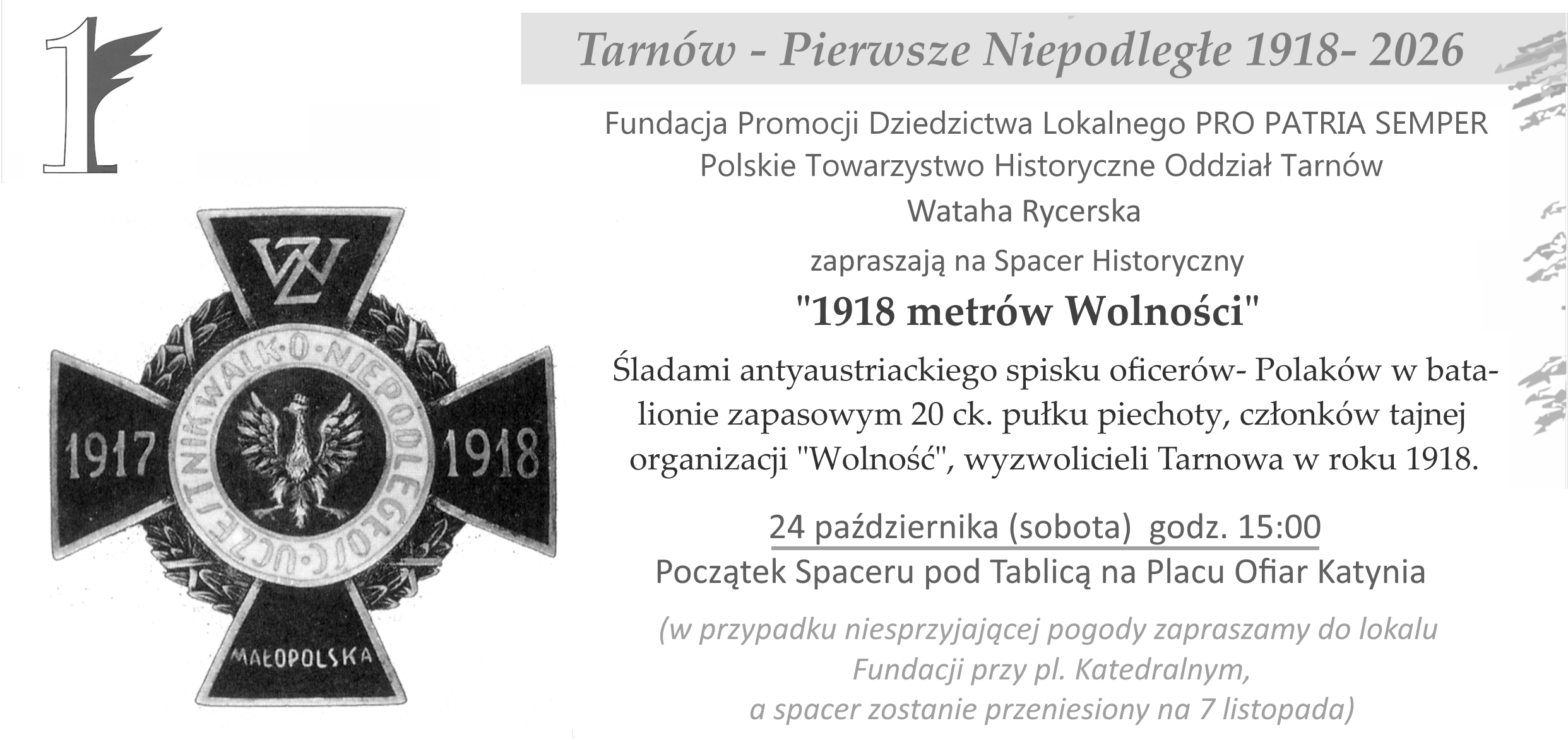 Spacer po historii. Tarnów przypomni sobie o niepodległości sprzed 108 lat