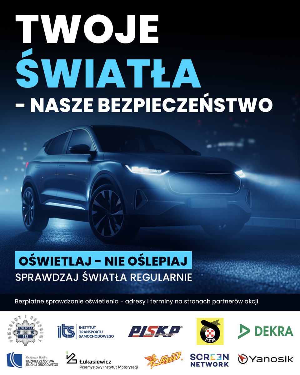 "Twoje światła - nasze bezpieczeństwo". Bezpłatna kontrola oświetlenia w samochodzie