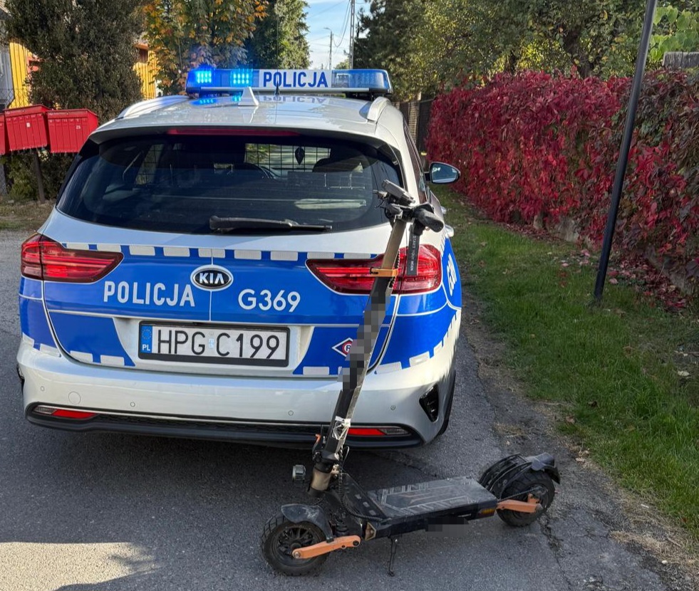 Ukarany mandatem za jazdę na hulajnodze pod wpływem alkoholu