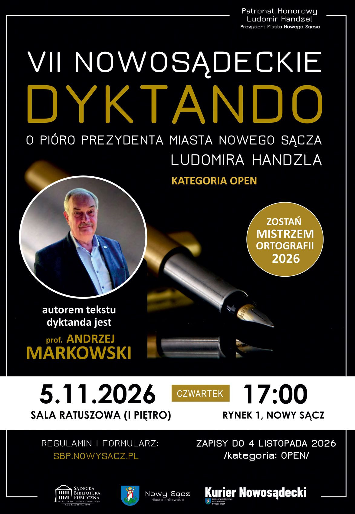 VII Nowosądeckie Dyktando o Pióro Prezydenta. Zapisz się na konkurs ortograficzny