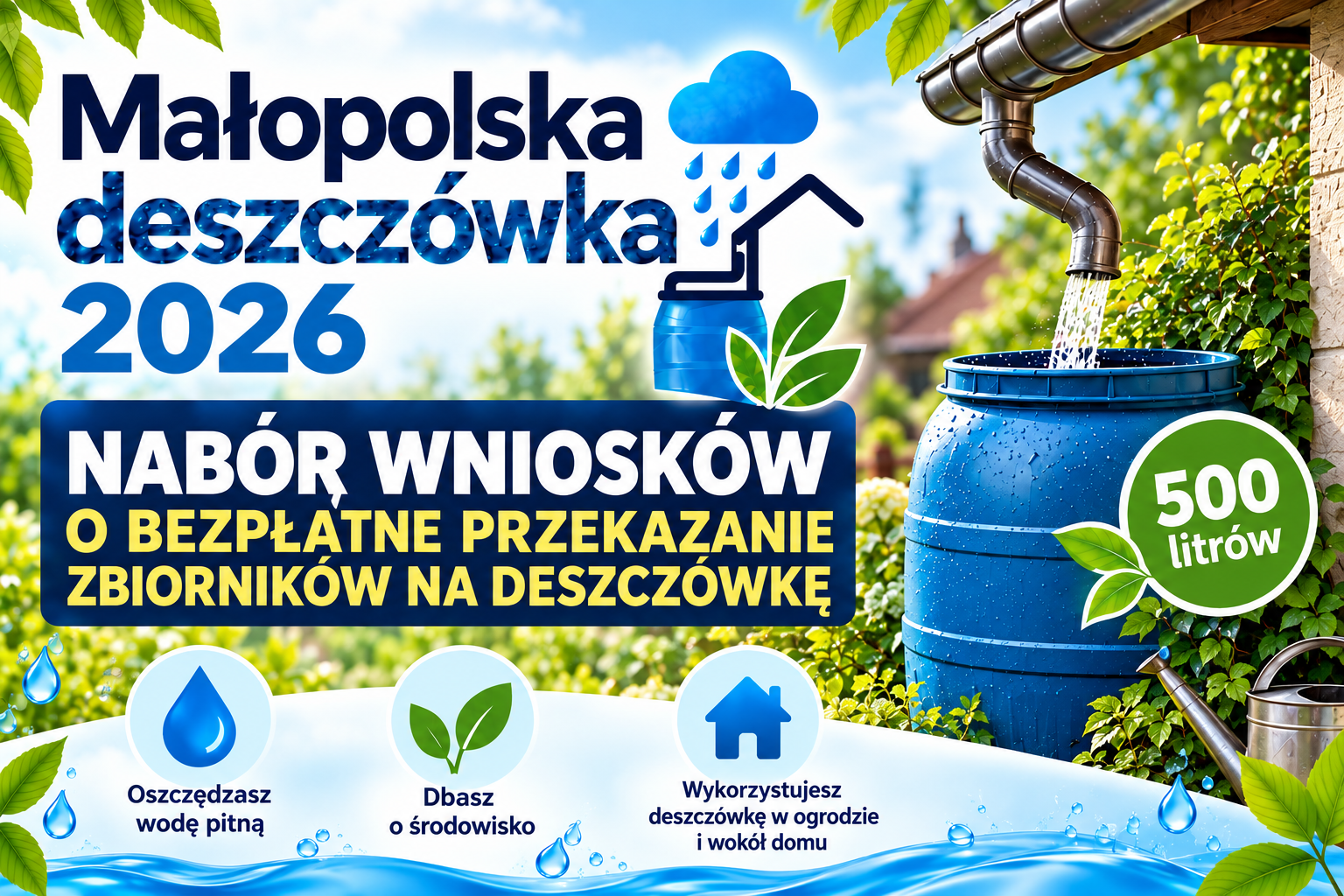 Wadowice rozdają bezpłatne zbiorniki na deszczówkę. Ruszyła rejestracja